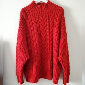 Ava & Viv Plus Red Cable Knit Sweater